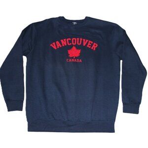 nwot VANCOUVER Canada Embroidered Crewneck Fleece Sweatshirt in Navy, Unisex XXL